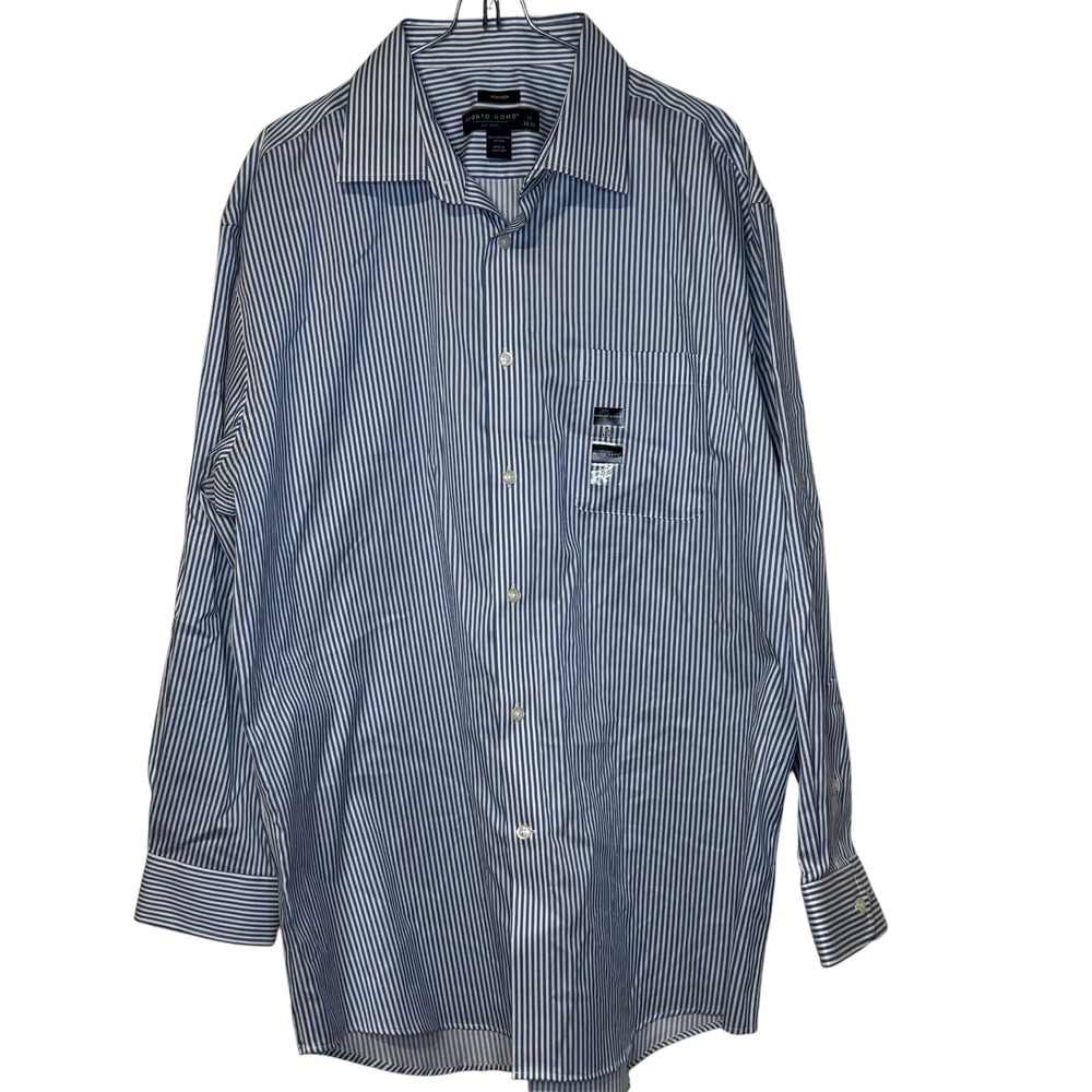 Pronto Uomo Mens Dress Shirt Non Iron Egyptian Cotton Stripe Career 17-32/33 NWT